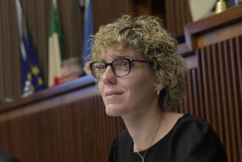 L'assessore regionale alle Finanze, Barbara Zilli, durante la seduta del Consiglio regionale dedicata alla Legge di stabilità 2020.